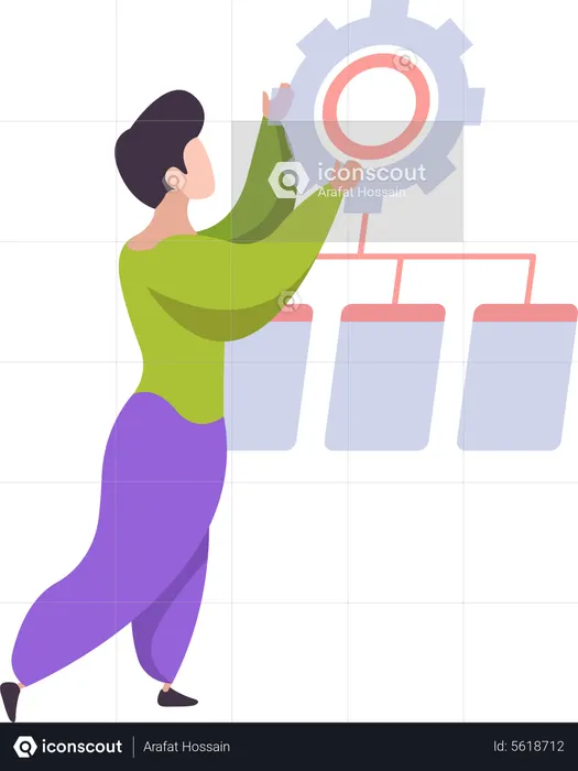 Male developer creating algorithm  Illustration