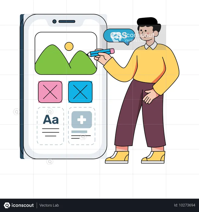 Male Developer Doing App Development  Illustration