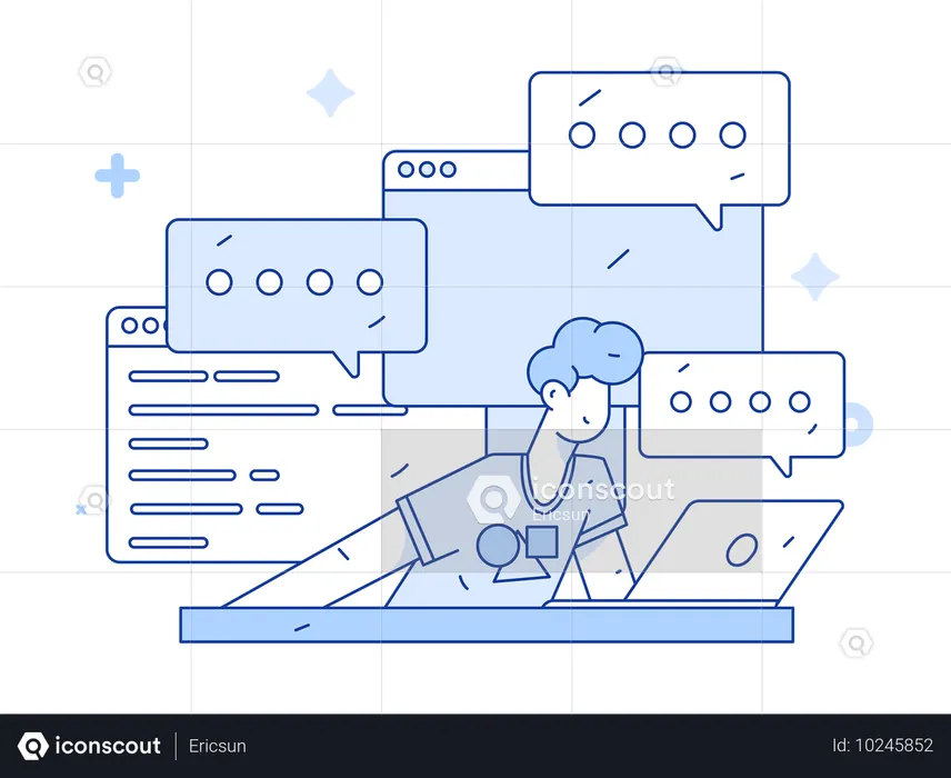 Male developer doing web programming  Illustration