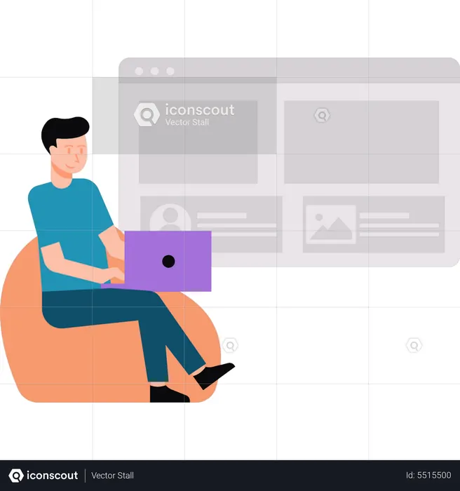 Male developer working in office  Illustration