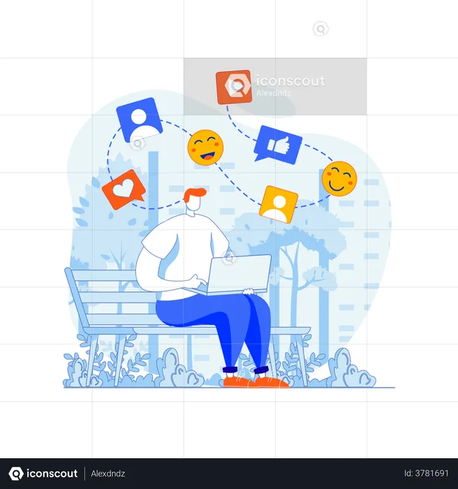 Male developer working on interactive web app  Illustration