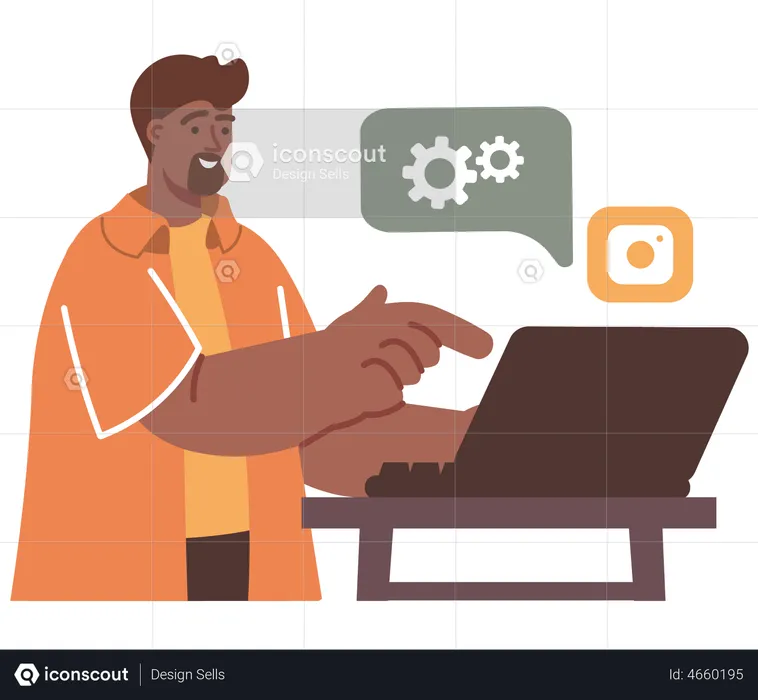 Male Developer working on laptop  Illustration