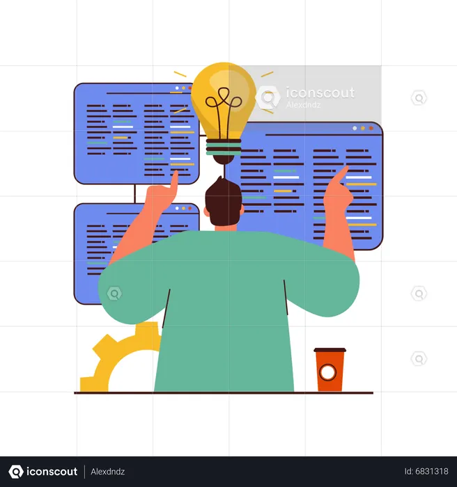 Male Developer working on project  Illustration