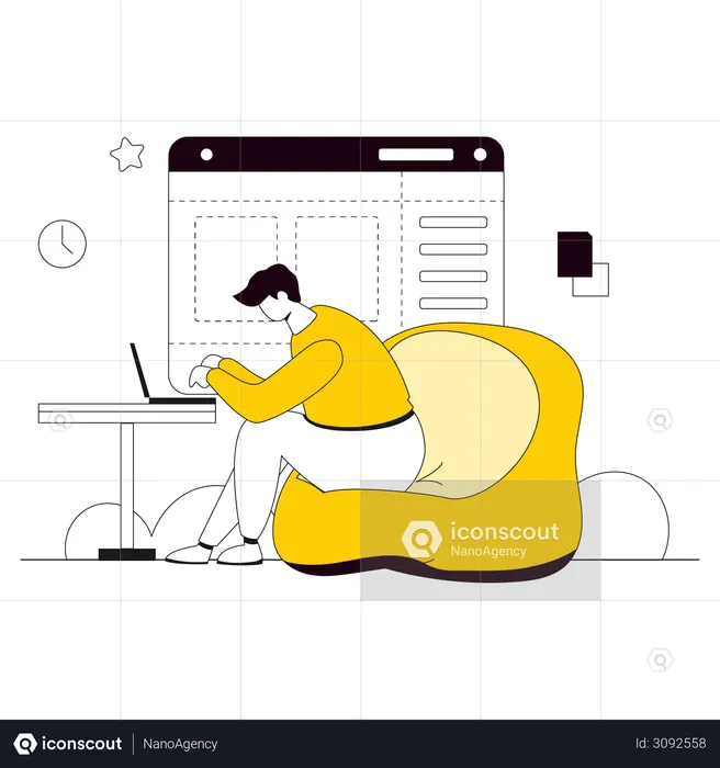 Male developer working on website development  Illustration