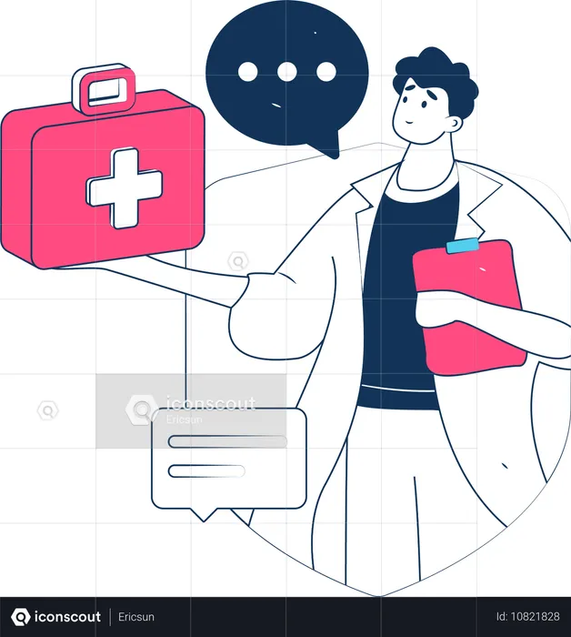 Male doctor advancing for Medical Insurance  Illustration