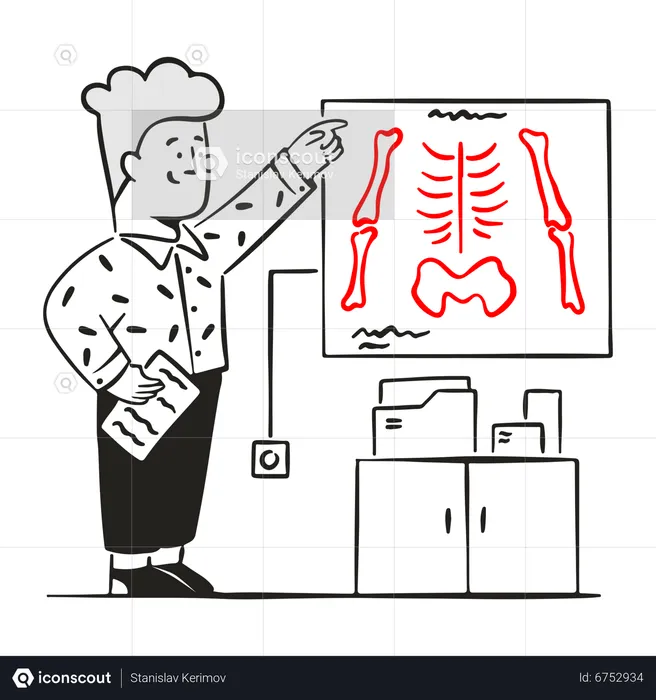 Male doctor check bone report  Illustration