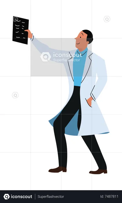 Male Doctor checking patient report  Illustration