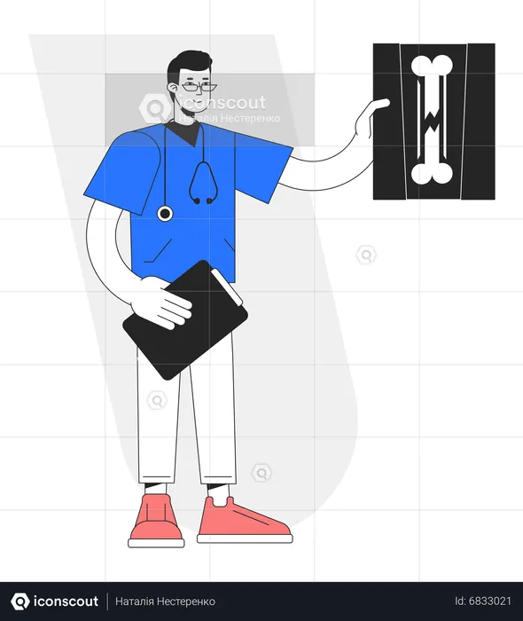 Male doctor checking x ray  Illustration