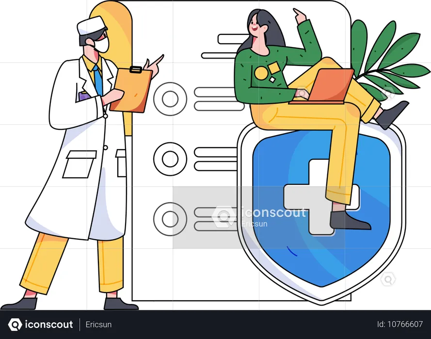 Male doctor giving medical prescription  Illustration