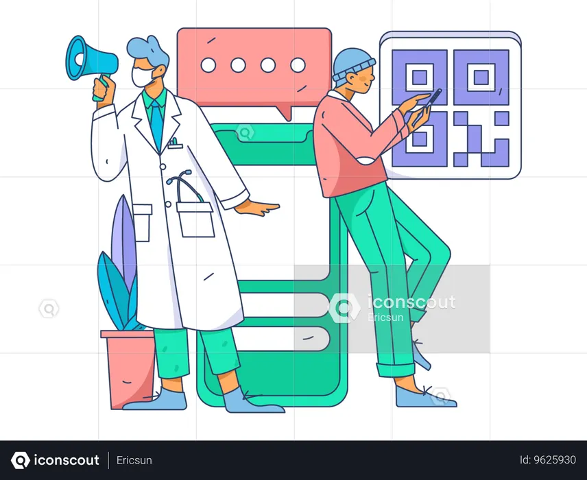 Male doctor giving medicine advice  Illustration