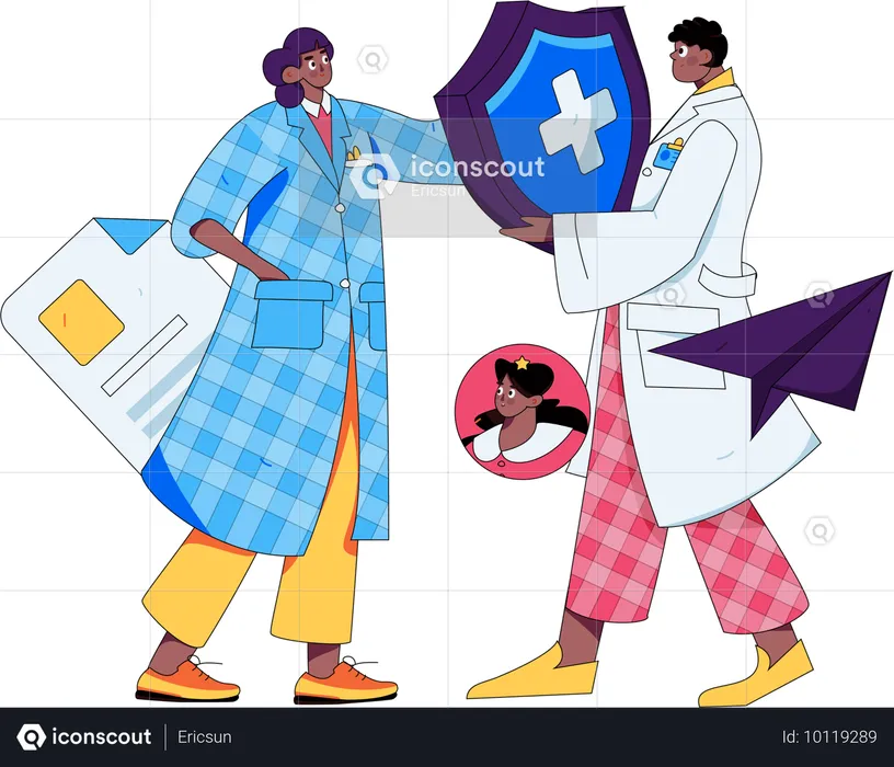 Male doctor giving medicine  Illustration