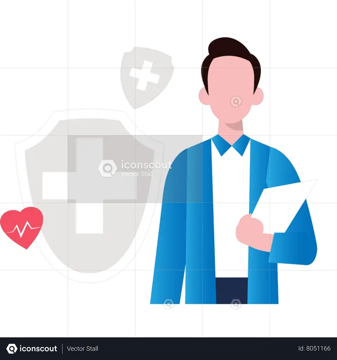 Male doctor has report  Illustration