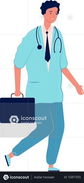 Male doctor holding briefcase  Illustration