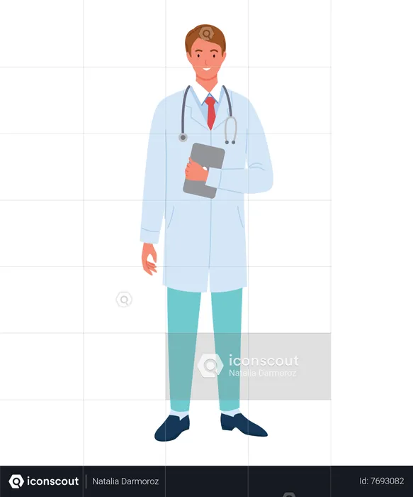 Male Doctor holding clipboard  Illustration