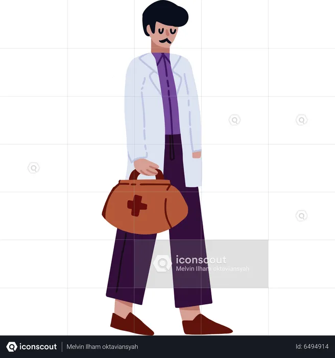 Male Doctor holding medical bag  Illustration