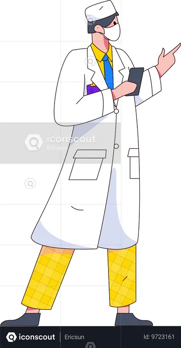 Male Doctor Holding Phone  Illustration