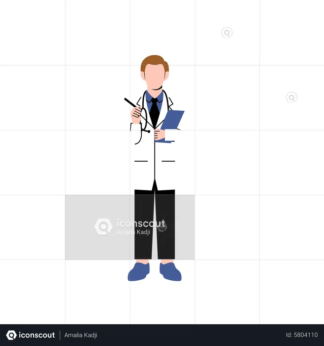 Male doctor holding report  Illustration