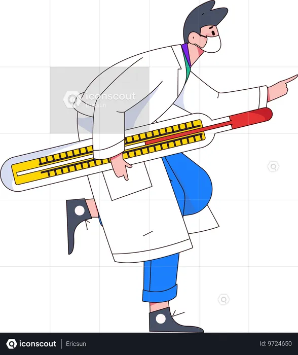 Male doctor holding thermometer  Illustration