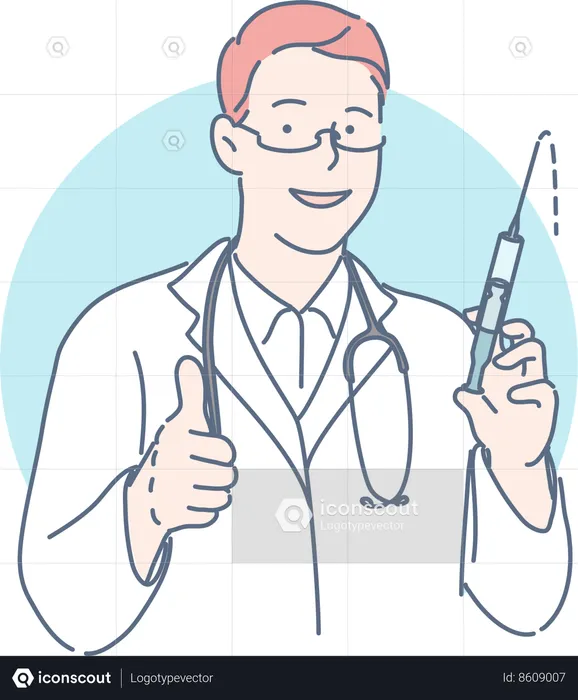Male doctor is holding injection  Illustration