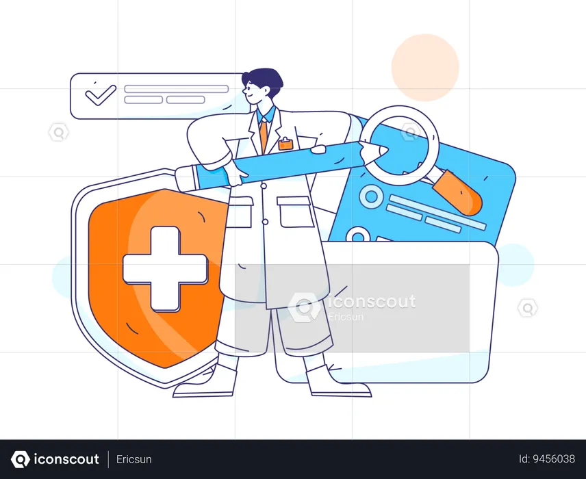 Male doctor making medical schedule  Illustration