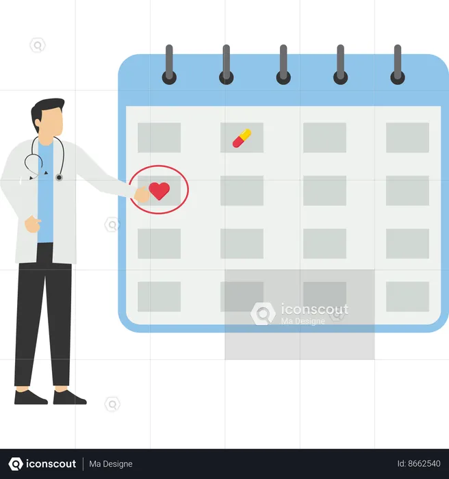 Male doctor near calendar  Illustration