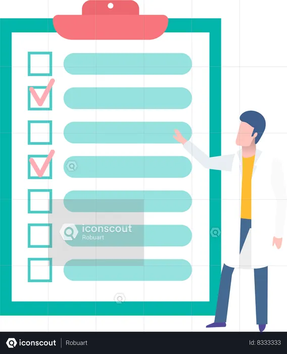 Male doctor  presenting targets and check mark  Illustration