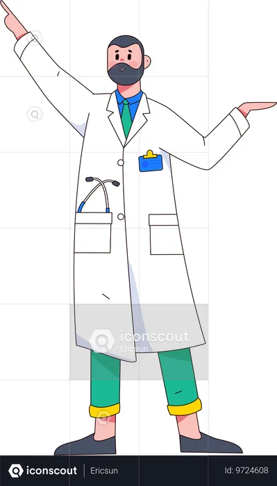 Male doctor showing  Illustration