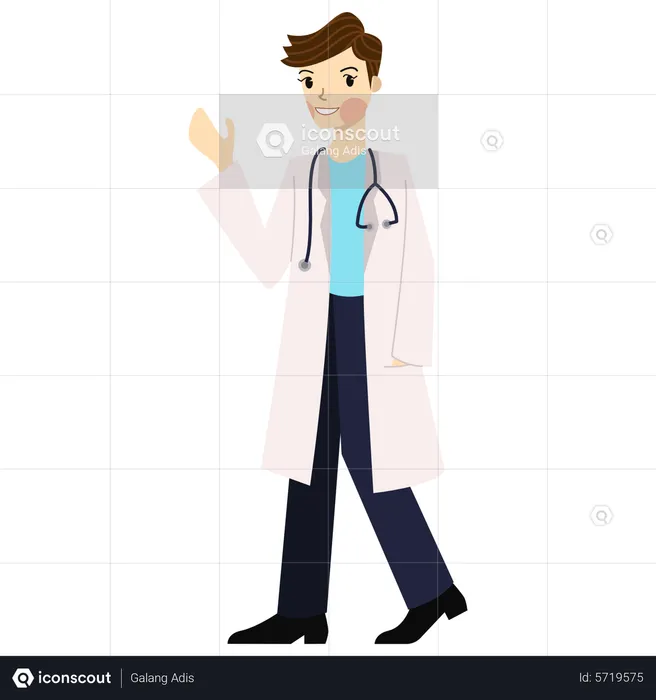 Male Doctor Standing  Illustration