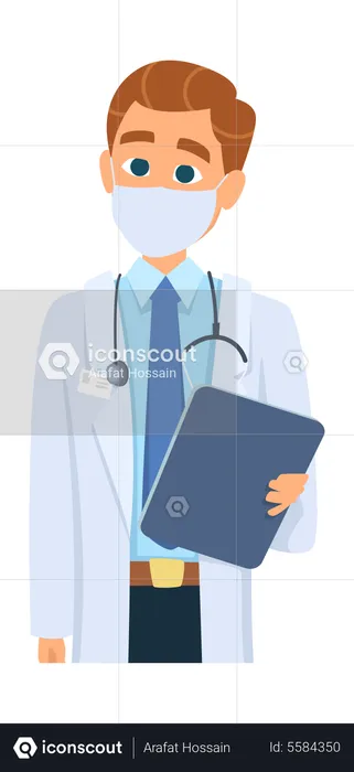 Male doctor wearing face mask  Illustration