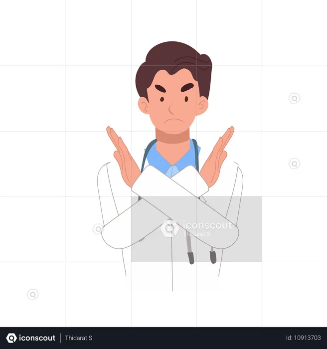 Male doctor with crossing arms  Illustration