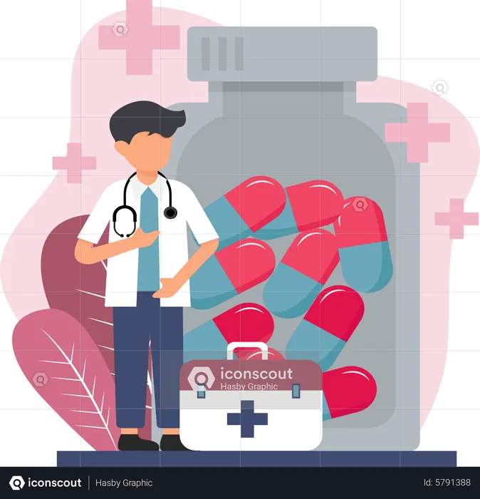 Male Doctor with medicine  Illustration