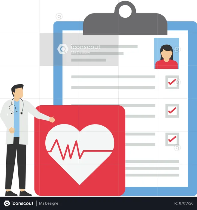 Male doctor with patient file  Illustration