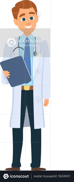 Male doctor with report  Illustration