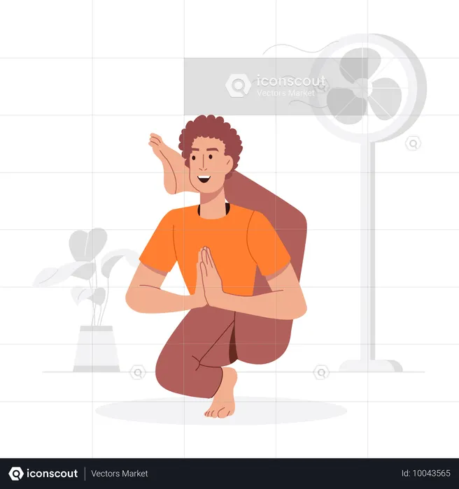 Male Doing Balance Asana  Illustration