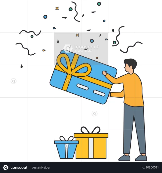 Male Doing Credit Shopping  Illustration