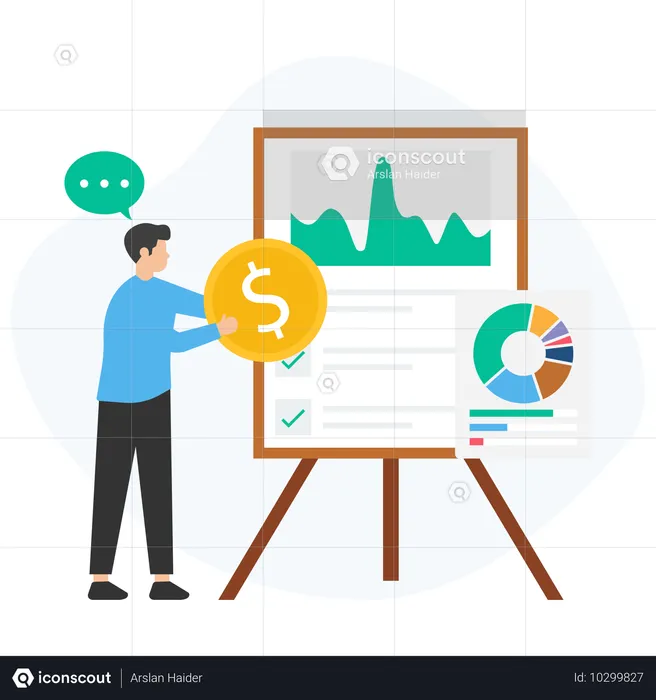 Male Doing Market Statistic  Illustration