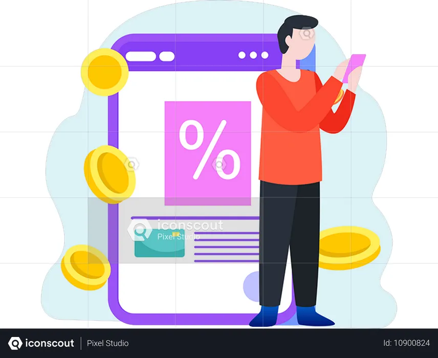 Male Doing Online Shopping During Sale  Illustration