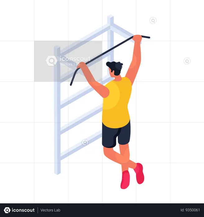 Male doing pullup exercise  Illustration
