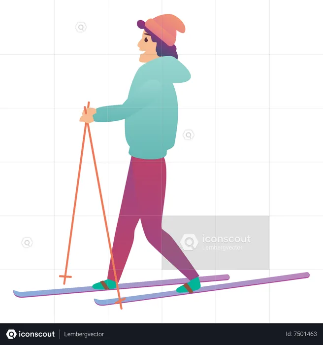 Male doing skiing  Illustration