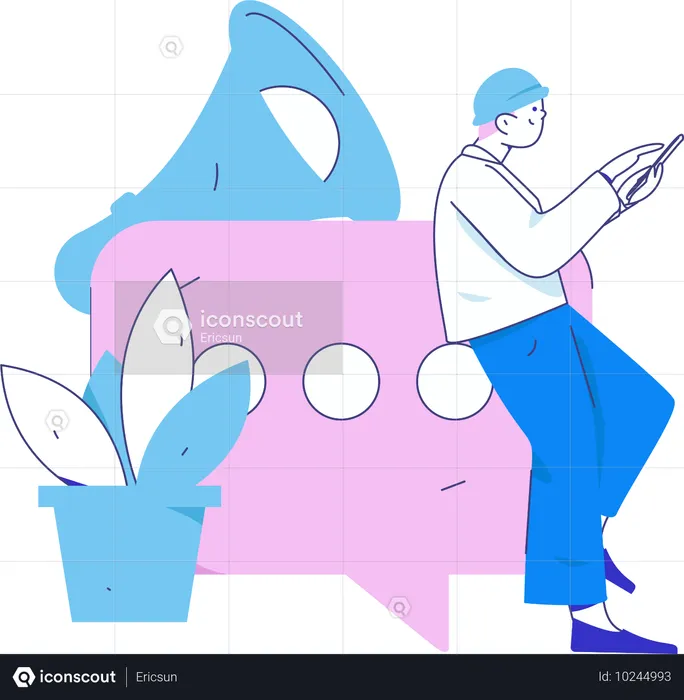 Male doing Social Media Advertising  Illustration