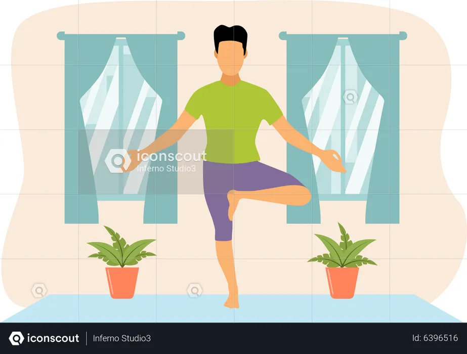 Male Doing Yoga  Illustration