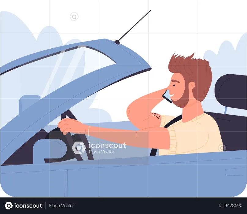 Male driving car  Illustration