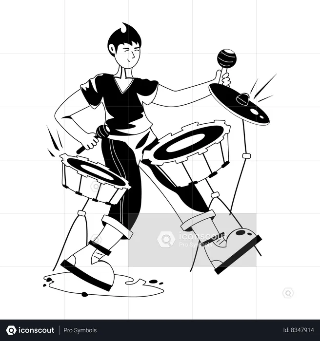 Male Drummer  Illustration