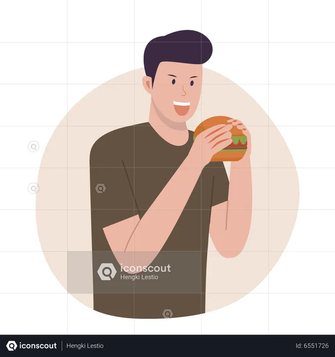 Male eating fast food  Illustration