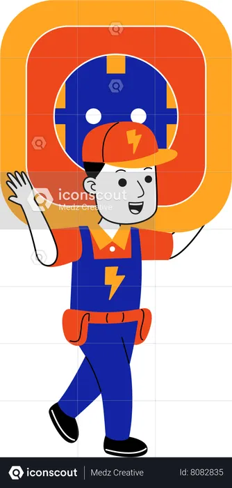 Male Electrician brings the plug  Illustration