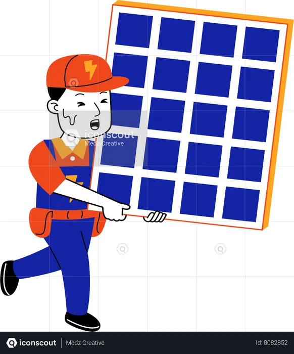 Male Electrician installing solar panel  Illustration