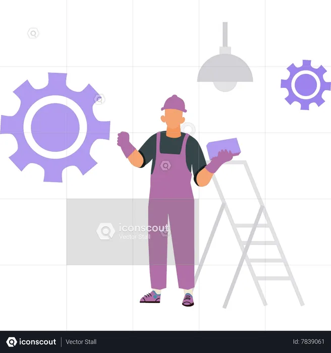 Male electrician working  Illustration