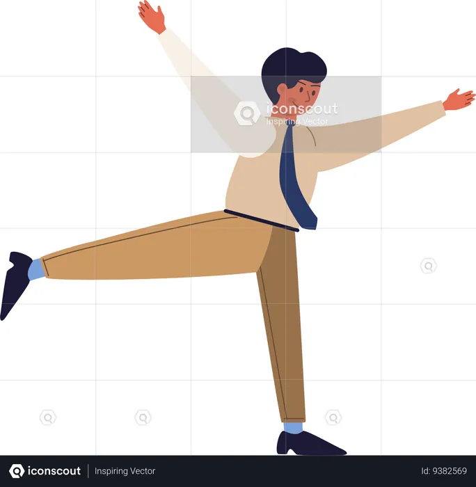 Male employe doing body stretching exercise  Illustration