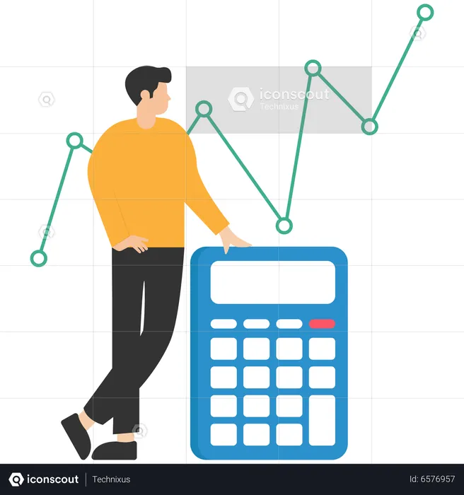 Male employee analysis on financial cost  Illustration