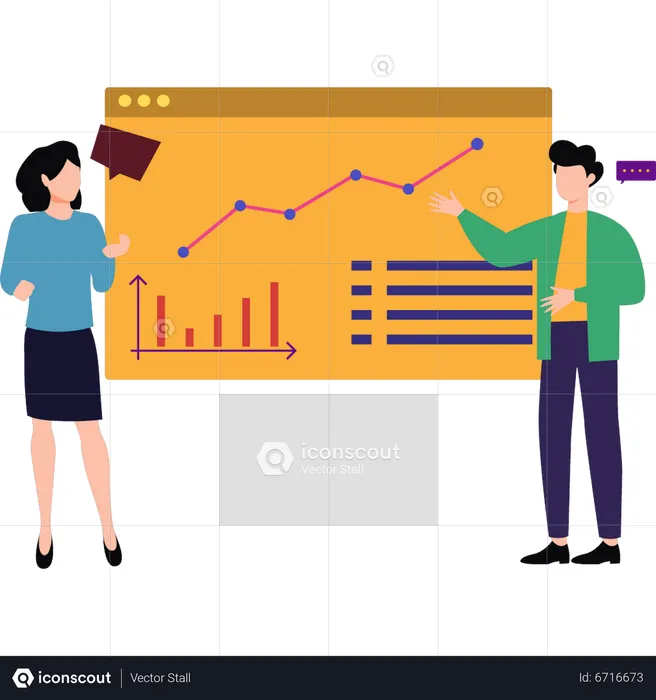 Male employee and woman giving business presentation  Illustration